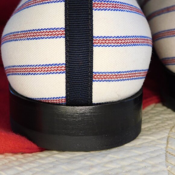 NIB Louboutin Dandelion slip on embroidered loafer Pic Nic stripe toile flat 43 - Picture 12 of 16